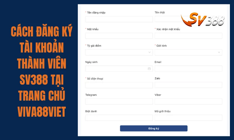 Cách đăng ký tài khoản thành viên SV388 trực tiếp tại trang chủ Viva88viet
